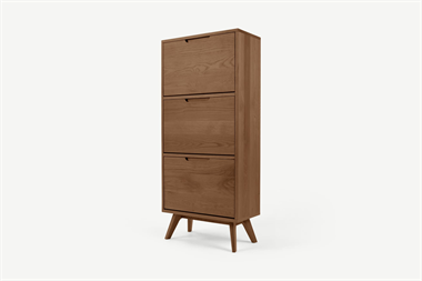 Jenson Shoe Storage Cabinet, Dark Stain Oak