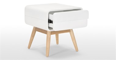 Esme Bedside Table, White And Ash Rmn 2857